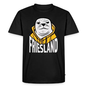Friesland, naughty seal with Frisian ore - Men's Premium Organic T-Shirt - black - Front - Nico (187cm)