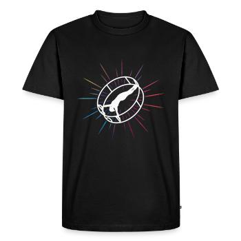 Roue du Rhône colorée avec gymnastique rhénane - T-shirt Premium bio Homme - noir - Devant - Nico (187cm)