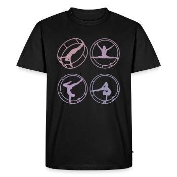 Roue du Rhône colorée avec gymnastique rhénane - T-shirt Premium bio Homme - noir - Devant - Nico (187cm)