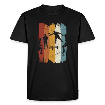 Retro vintage Roundnet - Men's Premium Organic T-Shirt - black - Front - Nico (187cm)
