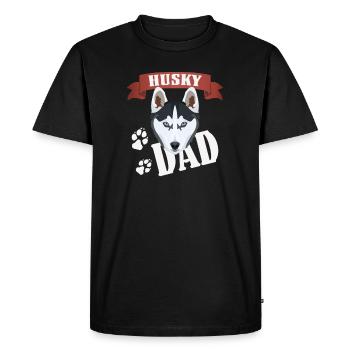 Papa husky, papa chien - T-shirt Premium bio Homme - noir - Devant - Nico (187cm)