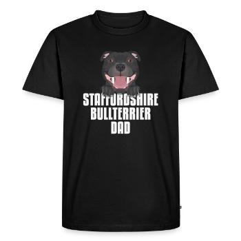 Staffordshire Bull Terrier Papa, Chien Papa - T-shirt Premium bio Homme - noir - Devant - Nico (187cm)