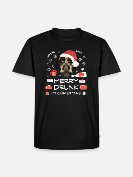 Deutsch Drahthaar Betrunken - Männer Premium Bio T-Shirt - Schwarz