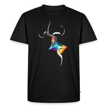 Défilé LGBTQ Rainbow Flag Kiss - T-shirt Premium bio Homme - noir - Devant - Nico (187cm)
