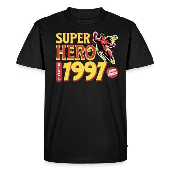 Super Heroes Since 1997 - Anniversary 25 years - Men's Premium Organic T-Shirt - black - Front - Nico (187cm)