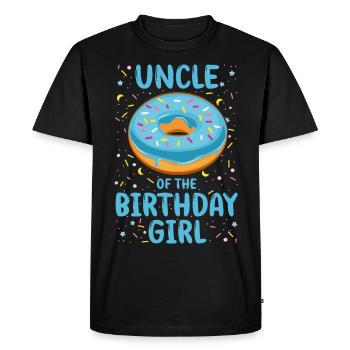 Oncle de l’enfant d’anniversaire fille - T-shirt Premium bio Homme - noir - Devant - Nico (187cm)