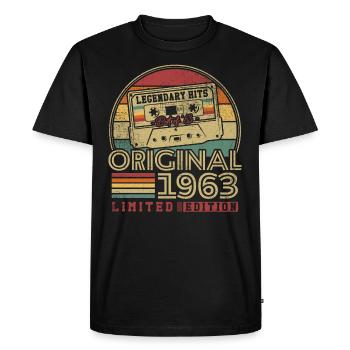 Original 1963 Vintage Birthday Gift 1963 - Men's Premium Organic T-Shirt - black - Front - Nico (187cm)