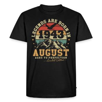 August 1943 vintage retro anniversary 1943 - Men's Premium Organic T-Shirt - black - Front - Nico (187cm)