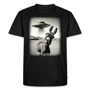 Âne avec Ufo Vintage - T-shirt Premium bio Homme - noir - Devant - Nico (187cm)