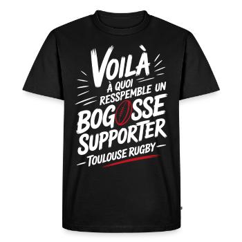 Bogosse Supporter Rugby Toulouse - T-shirt Premium bio Homme - noir - Devant - Nico (187cm)