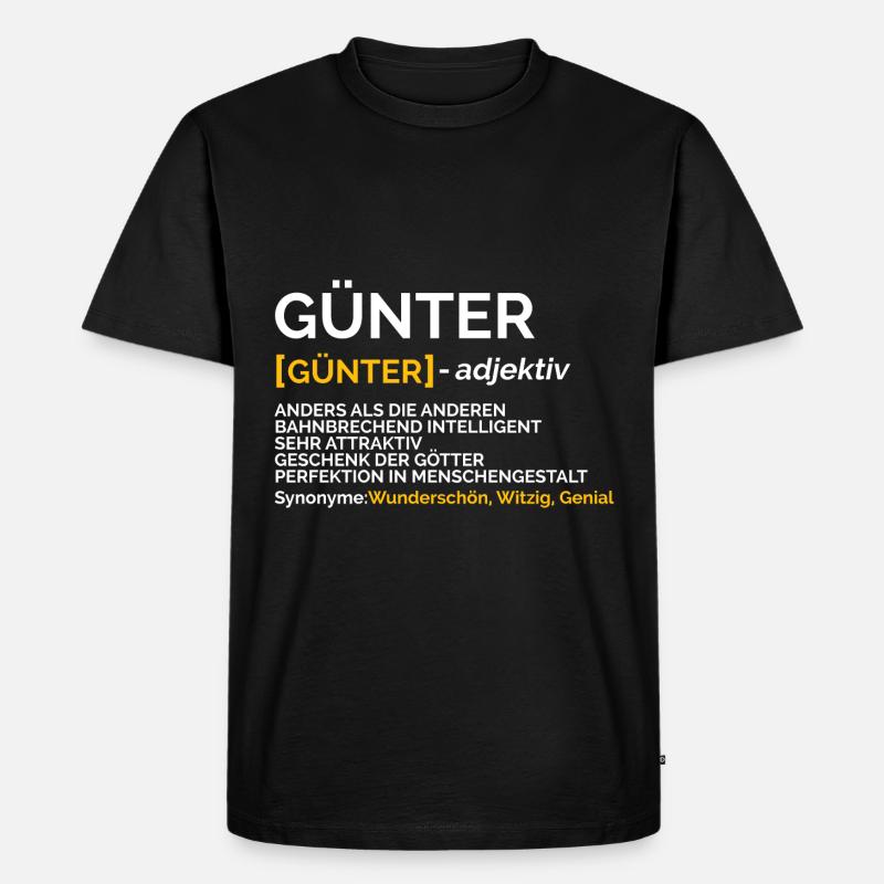 Günter - Männer Premium Bio T-Shirt - Schwarz