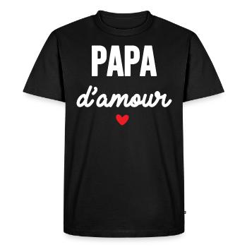 Papa d'amour - T-shirt Premium bio Homme - noir - Devant - Nico (187cm)