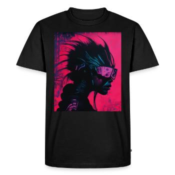 Rebellious Gaze: Cyberpunk en rouge - T-shirt Premium bio Homme - noir - Devant - Nico (187cm)