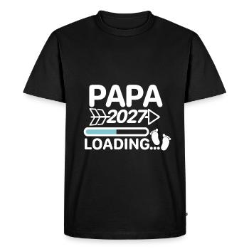 Je vais être papa 2027 pieds de bébé - T-shirt Premium bio Homme - noir - Devant - Nico (187cm)