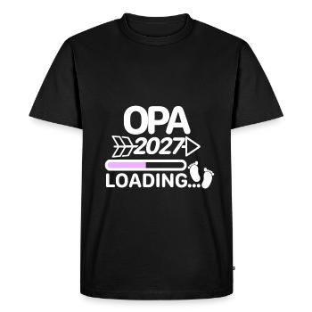 Grand-père 2027 Pieds de Bébé - T-shirt Premium bio Homme - noir - Devant - Nico (187cm)