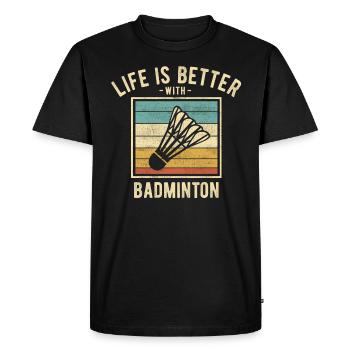 Badminton Sprüche - lustige Badminton-Liebhaber Geschenk - Männer Premium Bio T-Shirt - Schwarz - Vorne - Nico (187cm)