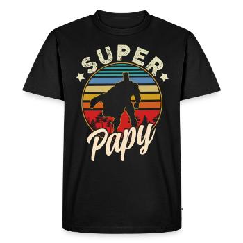 Papy super-heros - T-shirt Premium bio Homme - noir - Devant - Nico (187cm)