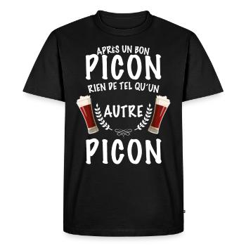 t-shirt apres un bon picon humour bière - T-shirt Premium bio Homme - noir - Devant - Nico (187cm)