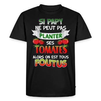 Papy plante ses tomates humour papi jardinier cool - T-shirt Premium bio Homme - noir - Devant - Nico (187cm)