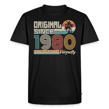 1980 anniversaire 1980 né en 1980 anniversaire - T-shirt Premium bio Homme - noir - Devant - Nico (187cm)