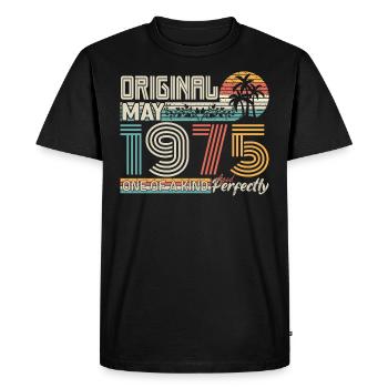 Mai 1975 anniversaire May 1975 cadeau 1975 - T-shirt Premium bio Homme - noir - Devant - Nico (187cm)