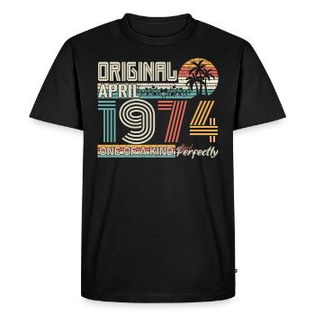 April 1974 anniversary April 1974 gift 1974 - Men's Premium Organic T-Shirt - black - Front - Nico (187cm)