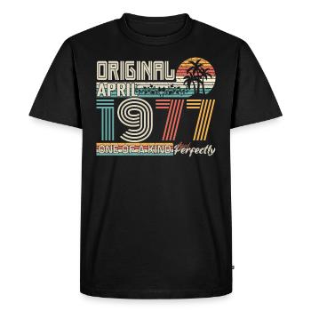 Avril 1977 anniversaire April 1977 cadeau 1977 - T-shirt Premium bio Homme - noir - Devant - Nico (187cm)