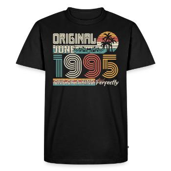 Juin 1995 Juin anniversaire June 1995 - T-shirt Premium bio Homme - noir - Devant - Nico (187cm)