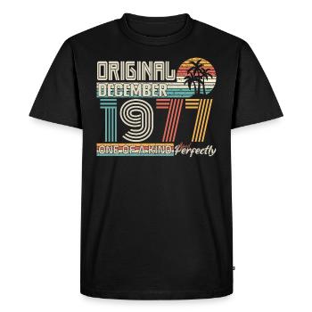 Décembre 1977 anniversaire December 1977 cadeau - T-shirt Premium bio Homme - noir - Devant - Nico (187cm)