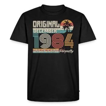 December 1984 Birthday December 1984 Gift - Men's Premium Organic T-Shirt - black - Front - Nico (187cm)