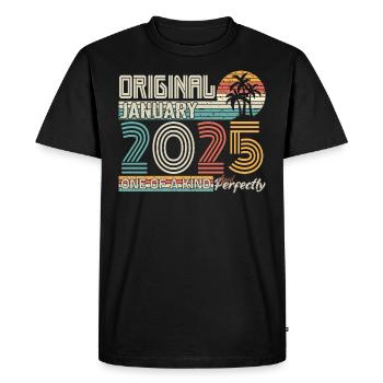 Janvier 2025 anniversaire Janvier 2025 cadeau - T-shirt Premium bio Homme - noir - Devant - Nico (187cm)