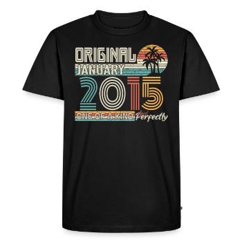 Janvier 2015 anniversaire Janvier 2015 cadeau - T-shirt Premium bio Homme - noir - Devant - Nico (187cm)