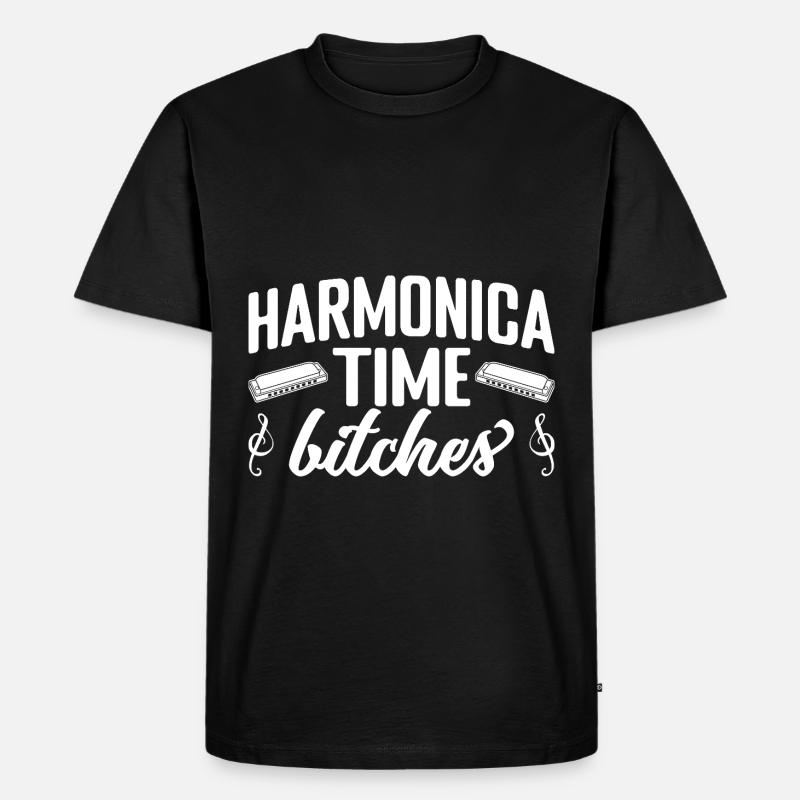 Harmonica Musican Time Bitches Harmonica - Männer Premium Bio T-Shirt - Schwarz