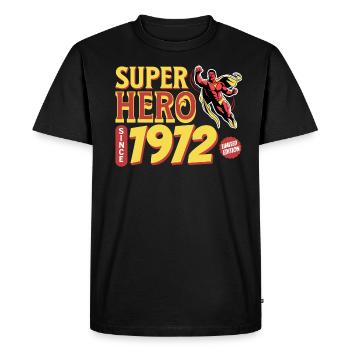 Super Heroes Since 1972 - 50th Anniversary - Men's Premium Organic T-Shirt - black - Front - Nico (187cm)