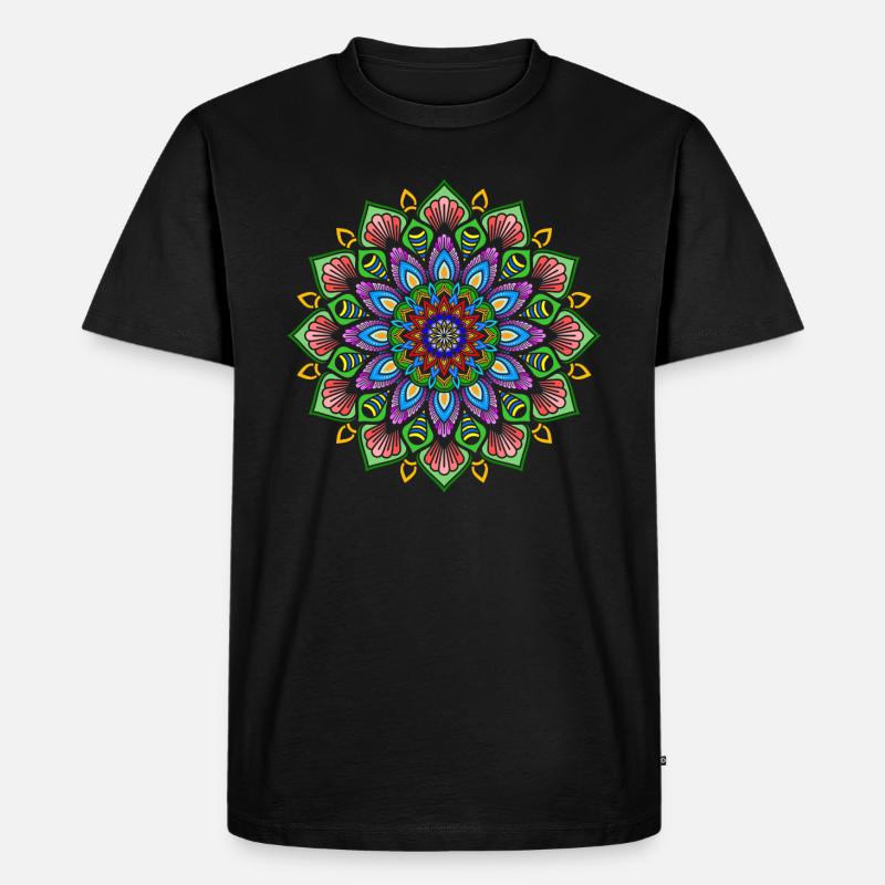 Manu Mandala 2 - Männer Premium Bio T-Shirt - Schwarz