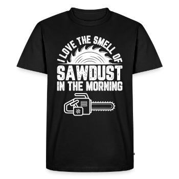 J’aime la sciure de bois le matin drôle Citations en bois - T-shirt Premium bio Homme - noir - Devant - Nico (187cm)