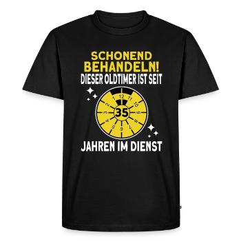 35 Jähriges Dienstjubiläum Firmenjubiläum 35 Jahre - Männer Premium Bio T-Shirt - Schwarz - Vorne - Nico (187cm)