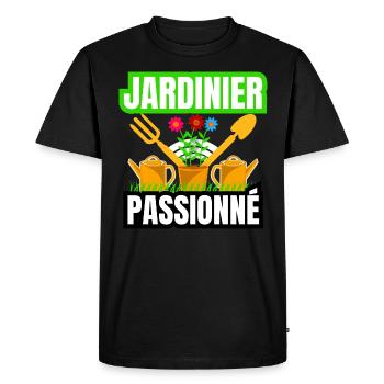 jardinier passionné - T-shirt Premium bio Homme - noir - Devant - Nico (187cm)