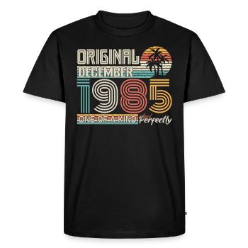 Décembre 1985 anniversaire December 1985 cadeau - T-shirt Premium bio Homme - noir - Devant - Nico (187cm)