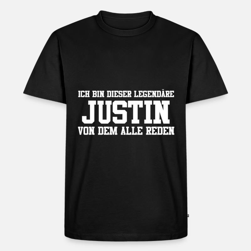 Justin Name Design - Männer Premium Bio T-Shirt - Schwarz