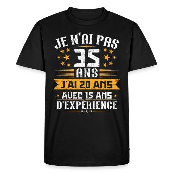 Je n'ai pas 35 ans, Cadeau d'anniversaire 35 ans - T-shirt Premium bio Homme - noir - Devant - Nico (187cm)