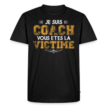 Coach Sportif humour coach sportif Entraineur !! - T-shirt Premium bio Homme - noir - Devant - Nico (187cm)