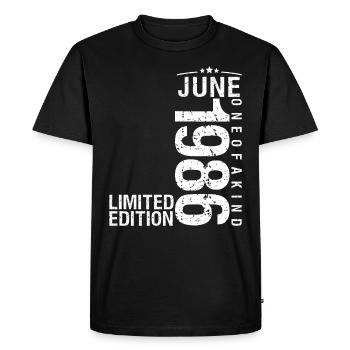 Juin 1986 Juin anniversaire Juin 1986 - T-shirt Premium bio Homme - noir - Devant - Nico (187cm)
