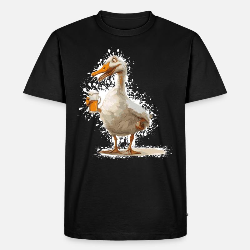 Gans Bier Lustig - Männer Premium Bio T-Shirt - Schwarz