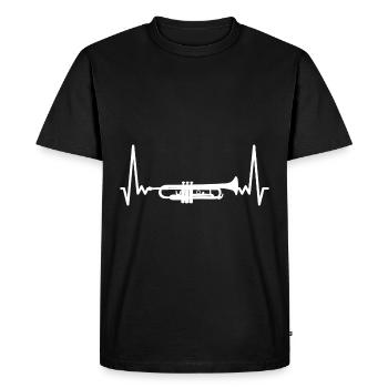 Trompette Battement du cœur ECG Trompette instrument à vent - T-shirt Premium bio Homme - noir - Devant - Nico (187cm)