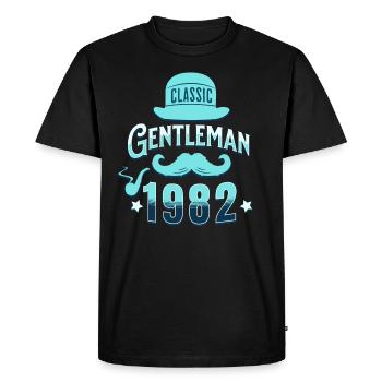 Vintage Gentleman 1982 40 Years Anniversary - Men's Premium Organic T-Shirt - black - Front - Nico (187cm)