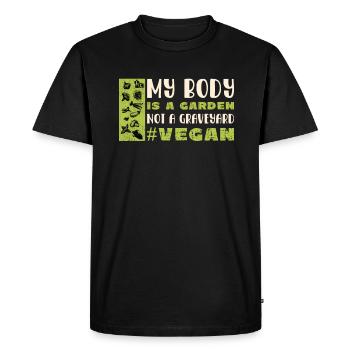 Mon corps est un jardin pas un cimetière Drôle végétalien - T-shirt Premium bio Homme - noir - Devant - Nico (187cm)