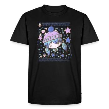 Festive snow flake bubble head cutie - Men's Premium Organic T-Shirt - black - Front - Nico (187cm)