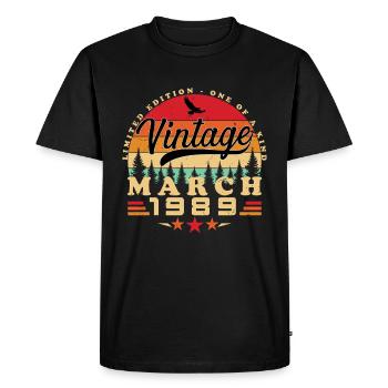 Anniversaire mars 1989.Cadeau Mars 1989.March 1989 - T-shirt Premium bio Homme - noir - Devant - Nico (187cm)