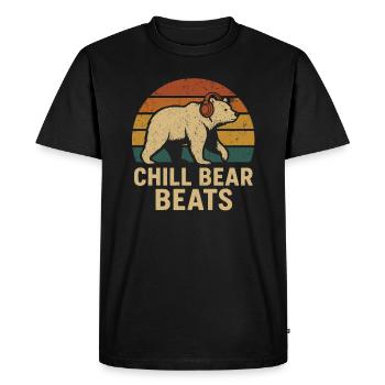 Chill Bear Beats – Ours avec écouteurs - T-shirt Premium bio Homme - noir - Devant - Nico (187cm)